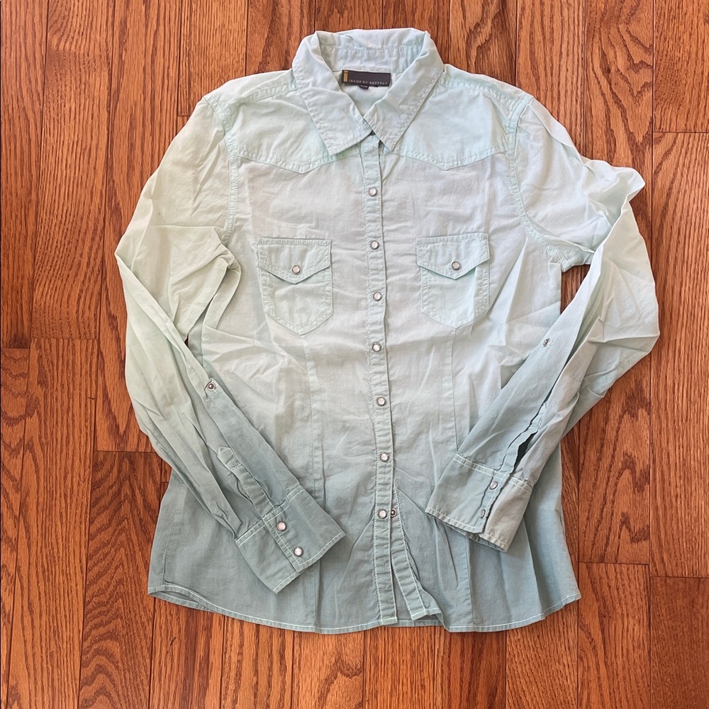 i jeans by Buffalo Light Green Button-Down Women’s Shirt